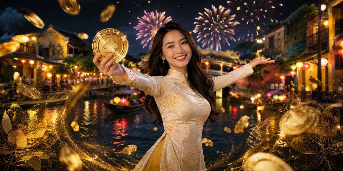 Người dùng tại chợ đêm Hội An trải nghiệm game bài và giải trí trực tuyến qua điện thoại