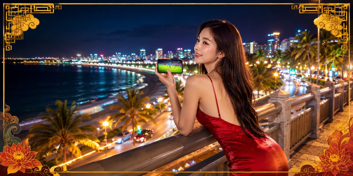 Người dùng Phan Thiết xem kèo bóng đá và đặt cược qua điện thoại bên bờ biển